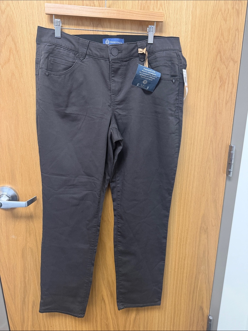 Democracy Ab Solution Patriot Straight Leg Charcoal Ankle Jeans Plus Size 14W